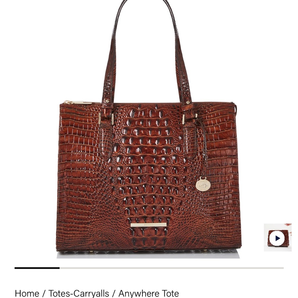 Brahmin Brown Crocodile Embossed Leather Tote